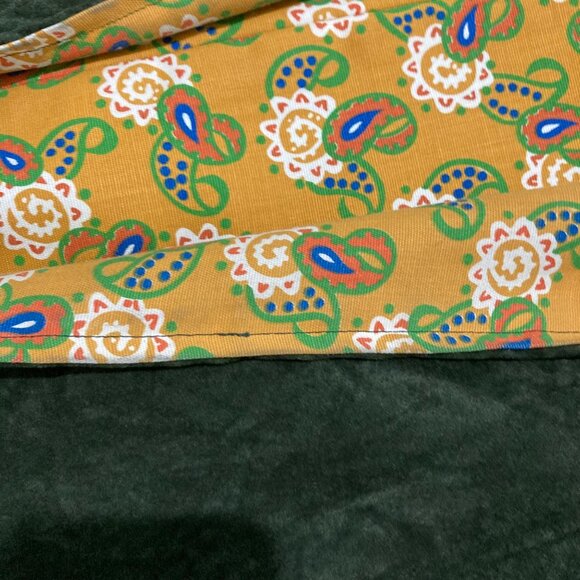 Vintage 70s Reversible Forest Green Yellow Paisley Mod Groovy Boho Vest - Picture 4 of 5